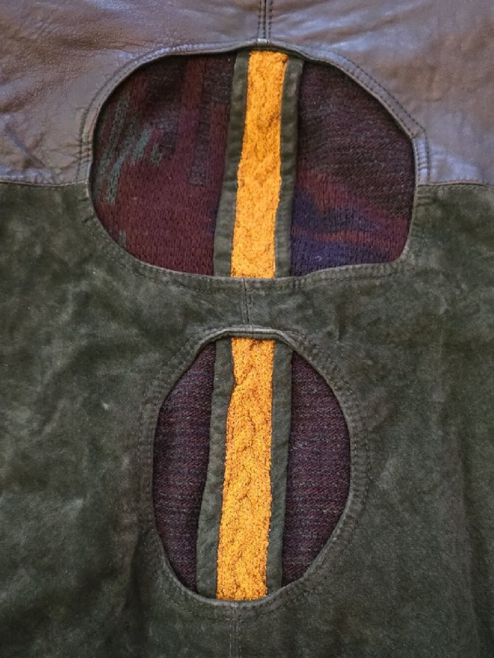 Saxony *Vintage* Green Leather & Knit Bomber Jacket✨️COOGI VIBES✨️ - Picture 9 of 13